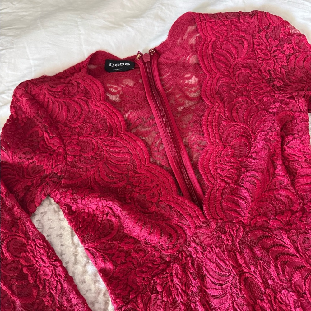 Bebe Crimson Lace Dress